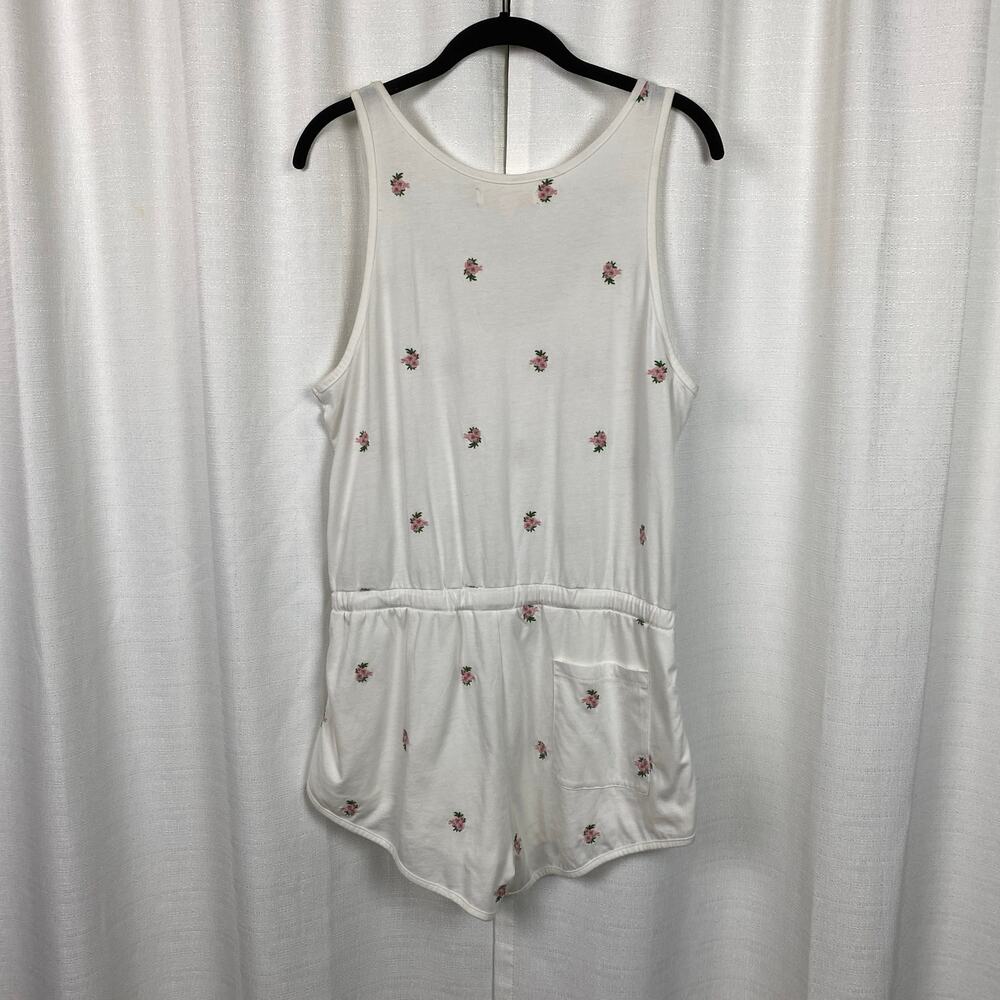 Spiritual Gangster White&Pink Embroidered Floral Perfect Lounge Romper Sz.M - Picture 8 of 13